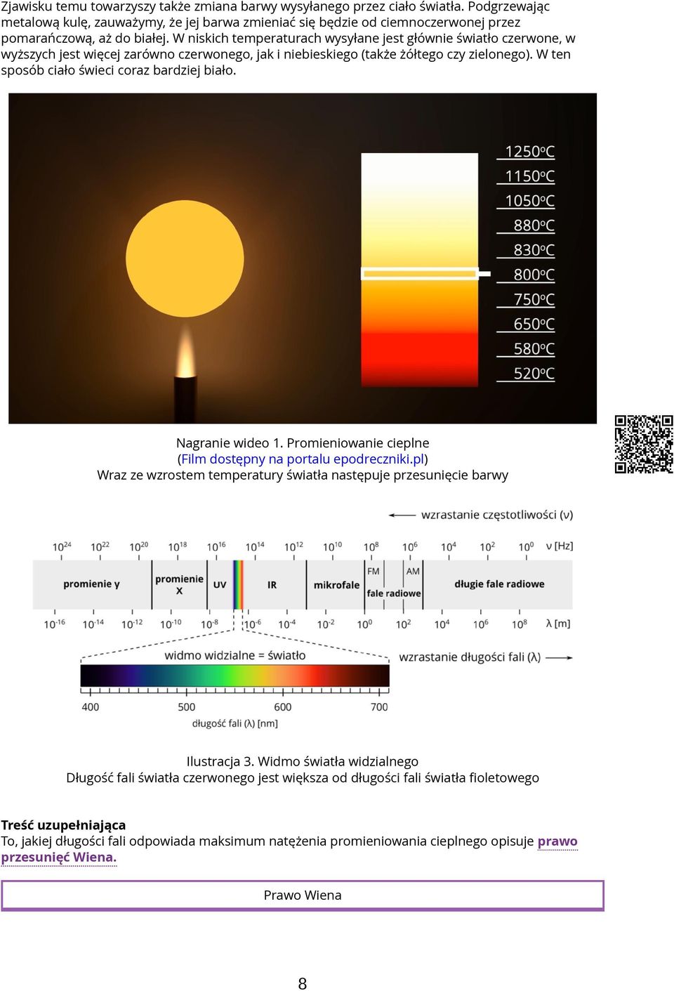 W ten sposób ciało świeci coraz bardziej biało. Nagranie wideo 1. Promieniowanie cieplne (Film dostępny na portalu epodreczniki.