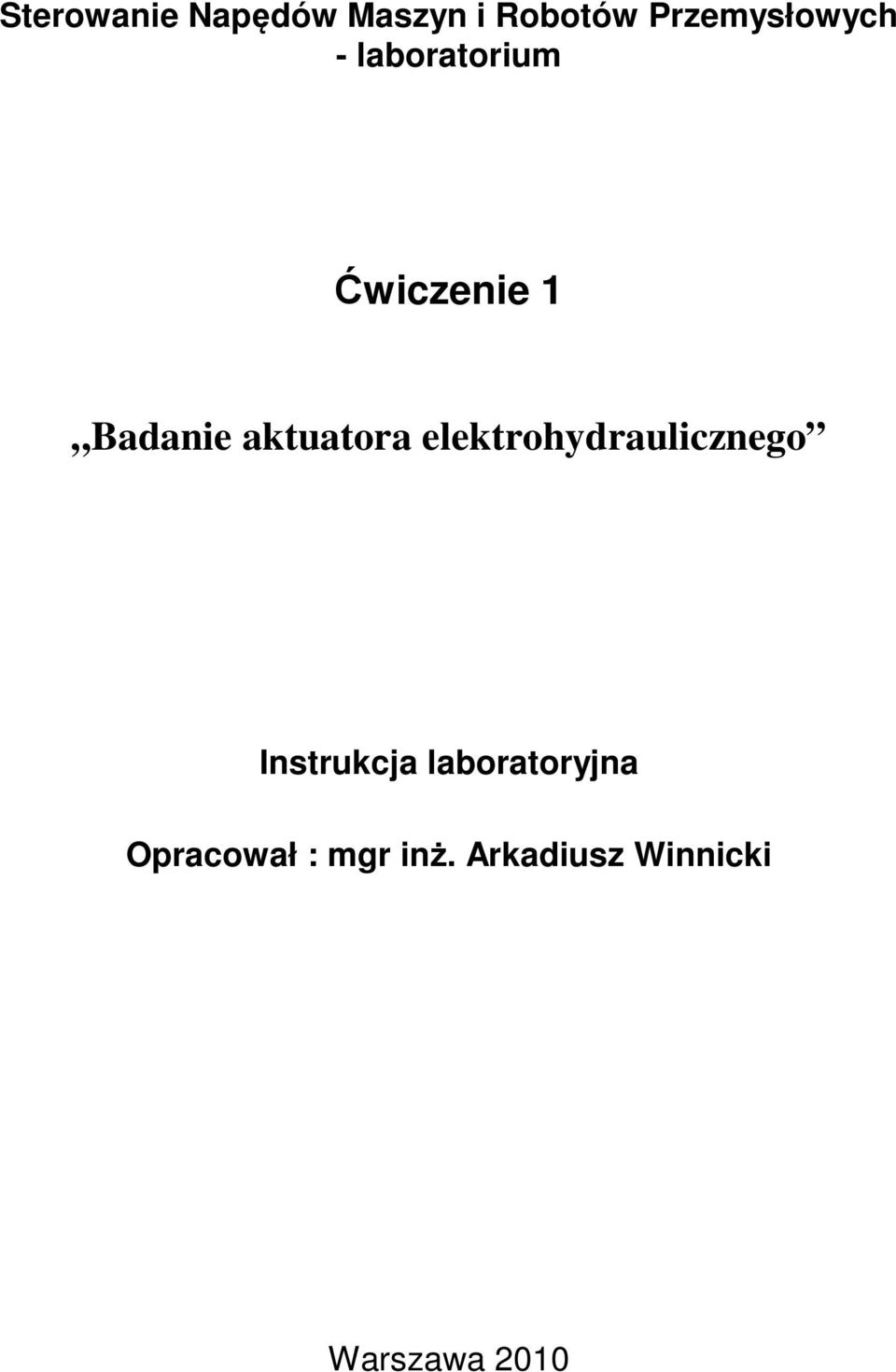 aktuatora elektrohydraulicznego Instrukcja