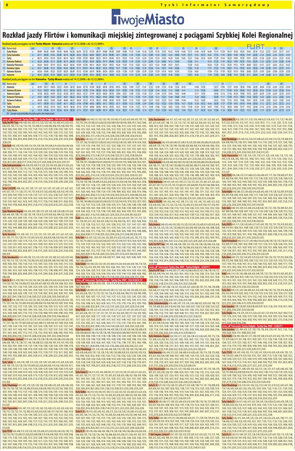 km Nazwa stacji p/o (D) (D) (D) (D) (D) (D) (D) (D) (D) (D) (D) (D) (D) (D) 0 Tychy Miasto o 00:09 04:28 05:04 05:38 06:08 06:28 06:54 07:23 07:58 08:19 09:08 09:38 10:09 10:48 11:18 11:48 12:18