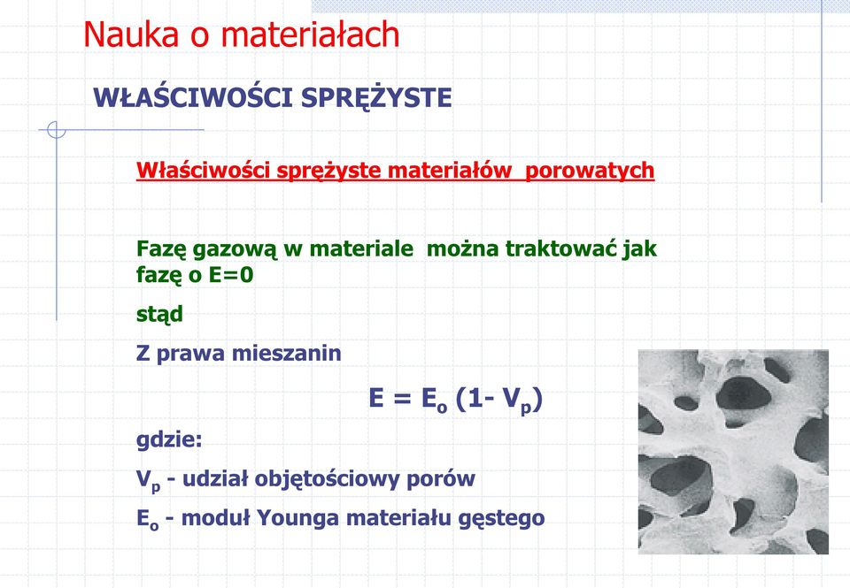 o E=0 stąd Z prawa mieszanin gdzie: E = E o (1- V p ) V p -