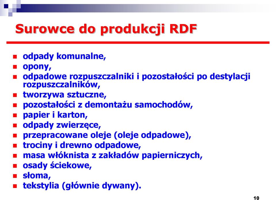 i karton, odpady zwierzęce, przepracowane oleje (oleje odpadowe), trociny i drewno odpadowe,