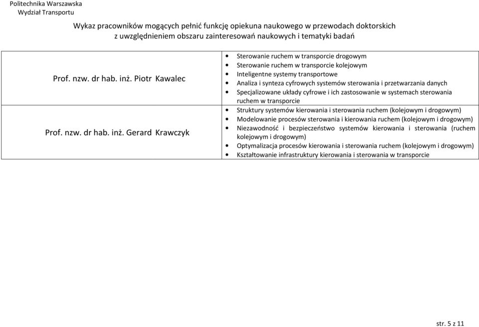 sterowania i przetwarzania danych Specjalizowane układy cyfrowe i ich zastosowanie w systemach sterowania ruchem w transporcie Struktury systemów kierowania i sterowania ruchem (kolejowym