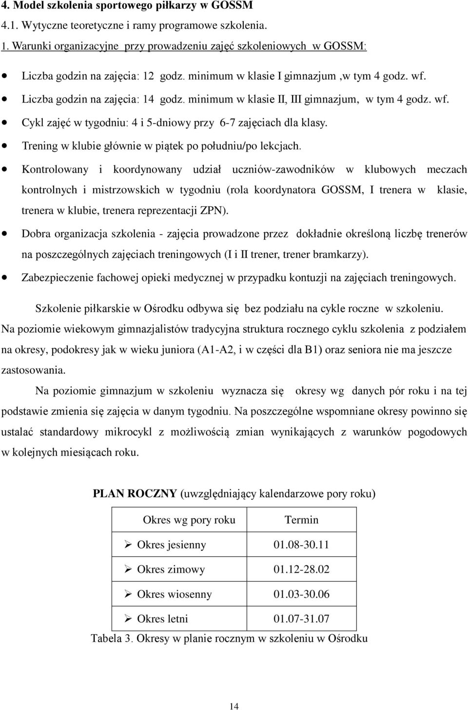 minimum w klasie II, III gimnazjum, w tym 4 godz. wf. Cykl zajęć w tygodniu: 4 i 5-dniowy przy 6-7 zajęciach dla klasy. w klubie głównie w piątek po południu/po lekcjach.