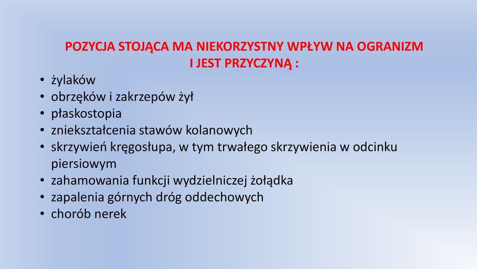 skrzywień kręgosłupa, w tym trwałego skrzywienia w odcinku piersiowym