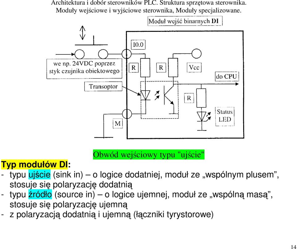 - typu źródło (source in) o logice ujemnej, moduł ze wspólną masą, stosuje