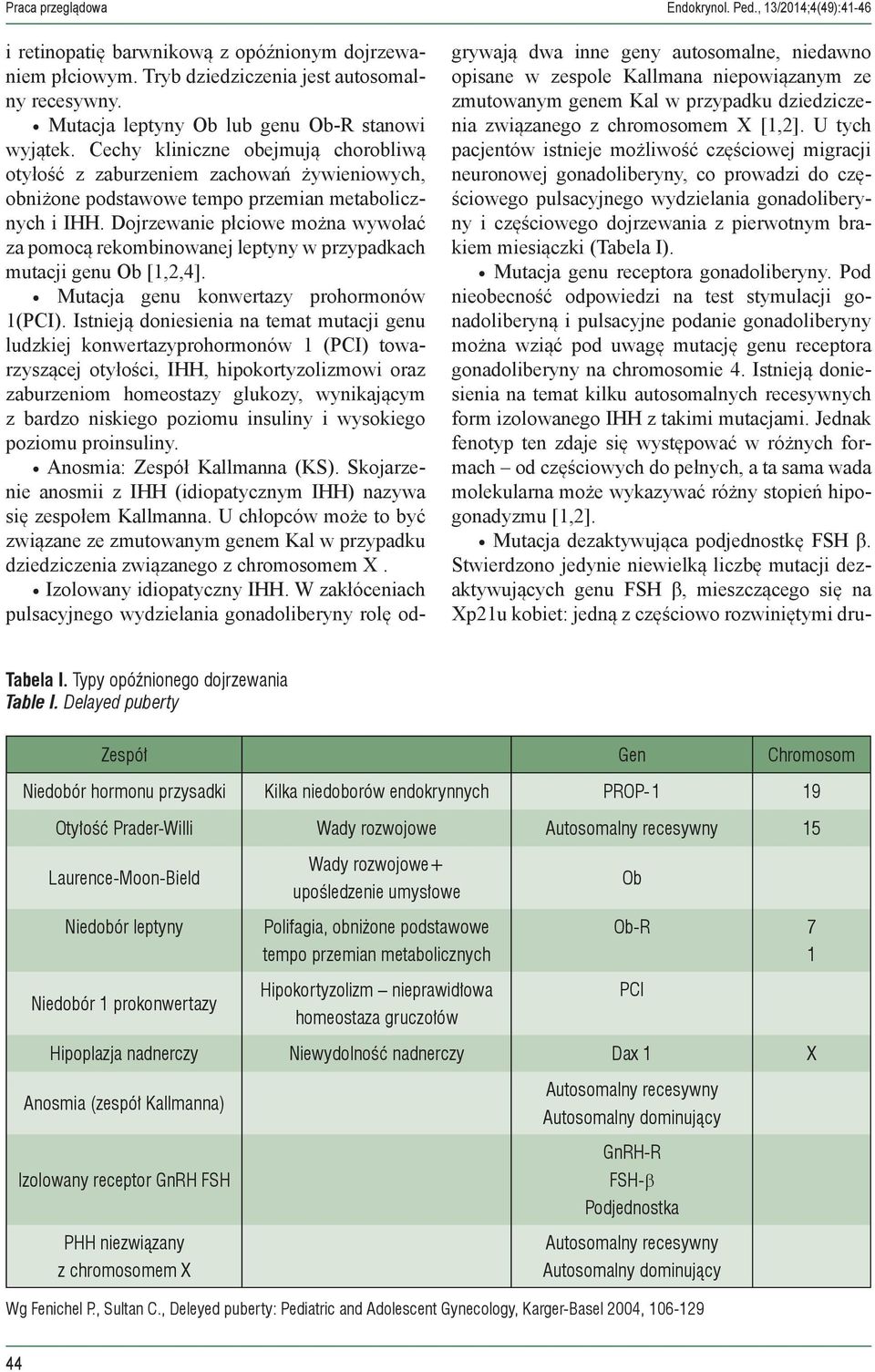 Dojrzewanie płciowe można wywołać za pomocą rekombinowanej leptyny w przypadkach mutacji genu Ob [,2,4]. Mutacja genu konwertazy prohormonów (PCI).