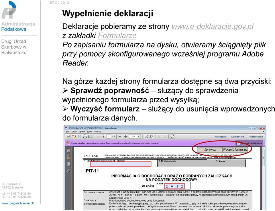 skonfigurowanego wcześniej programu Adobe Reader.