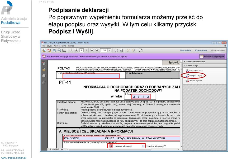 wypełnieniu formularza możemy przejść