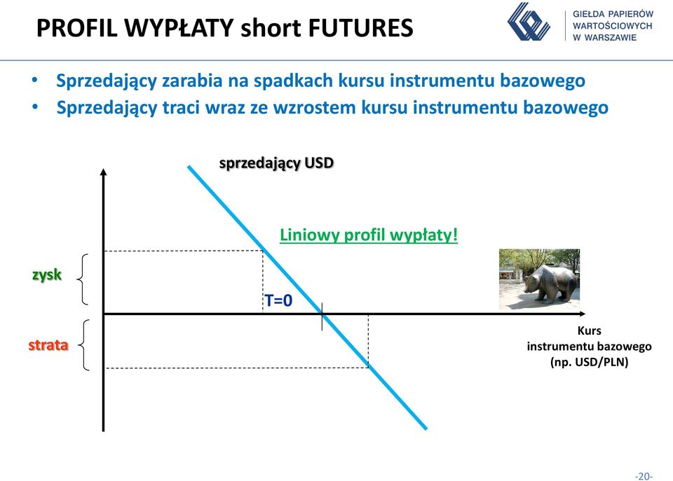 kursu instrumentu bazowego sprzedający USD Liniowy profil