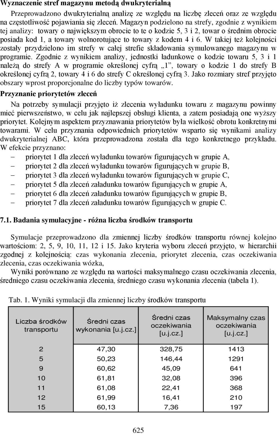 6. W takiej też kolejności zostały przydzielono im strefy w całej strefie składowania symulowanego magazynu w programie.