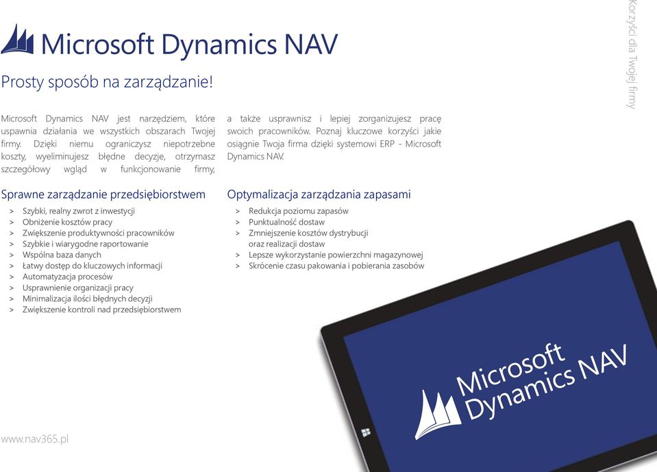 Poznaj kluczowe korzyści jakie osiągnie Twoja firma dzięki systemowi ERP - Microsoft Dynamics NAV.