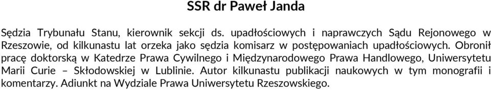 postępowaniach upadłościowych.