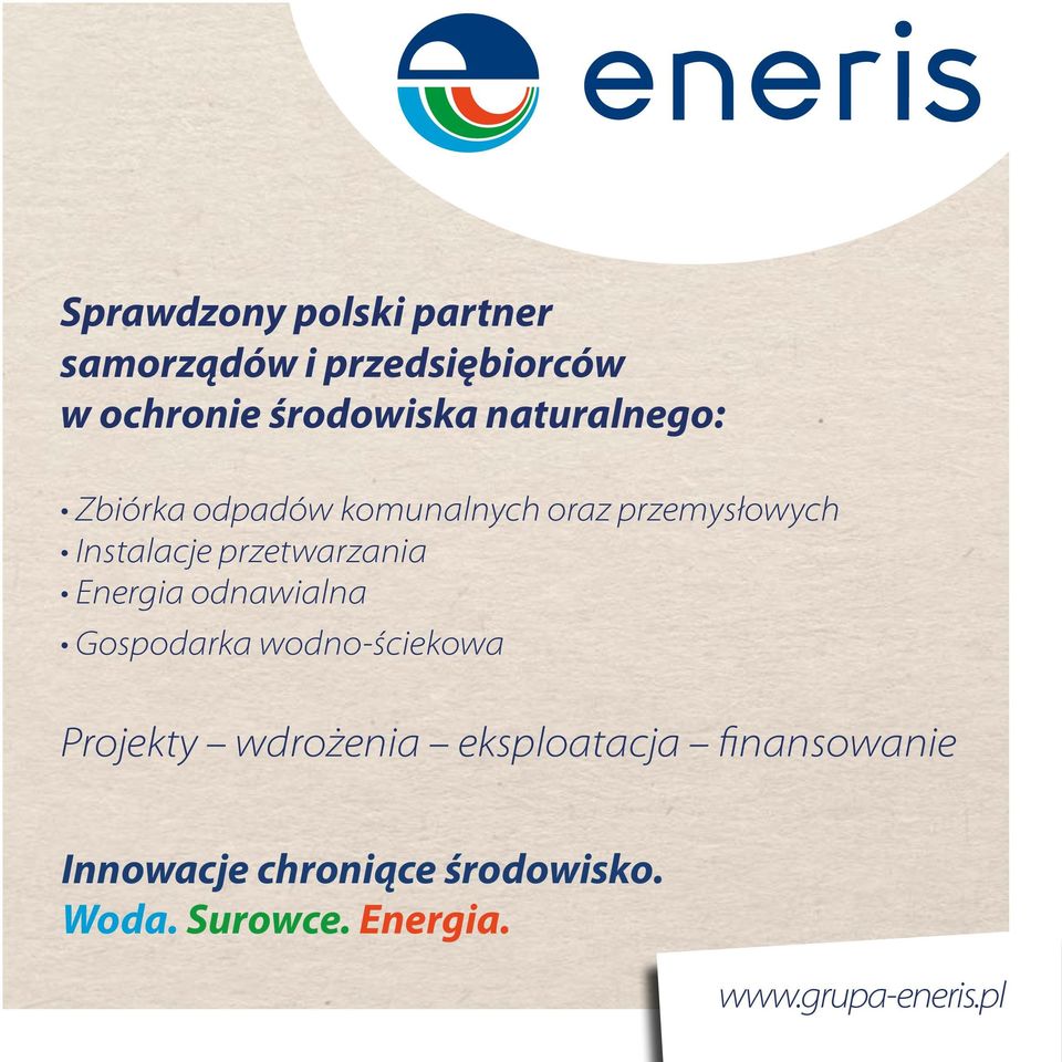 przetwarzania Energia odnawialna Gospodarka wodno-ściekowa Projekty wdrożenia