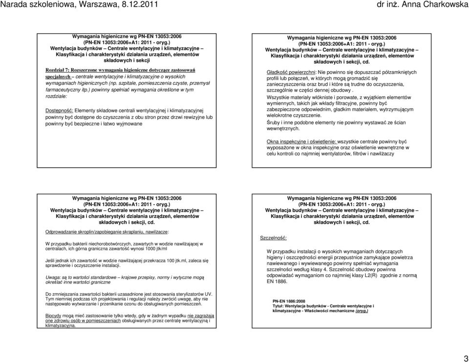 zastosowań specjalnych centrale wentylacyjne i klimatyzacyjne o wysokich wymaganiach higienicznych (np. szpitale, pomieszczenia czyste, przemysł farmaceutyczny itp.