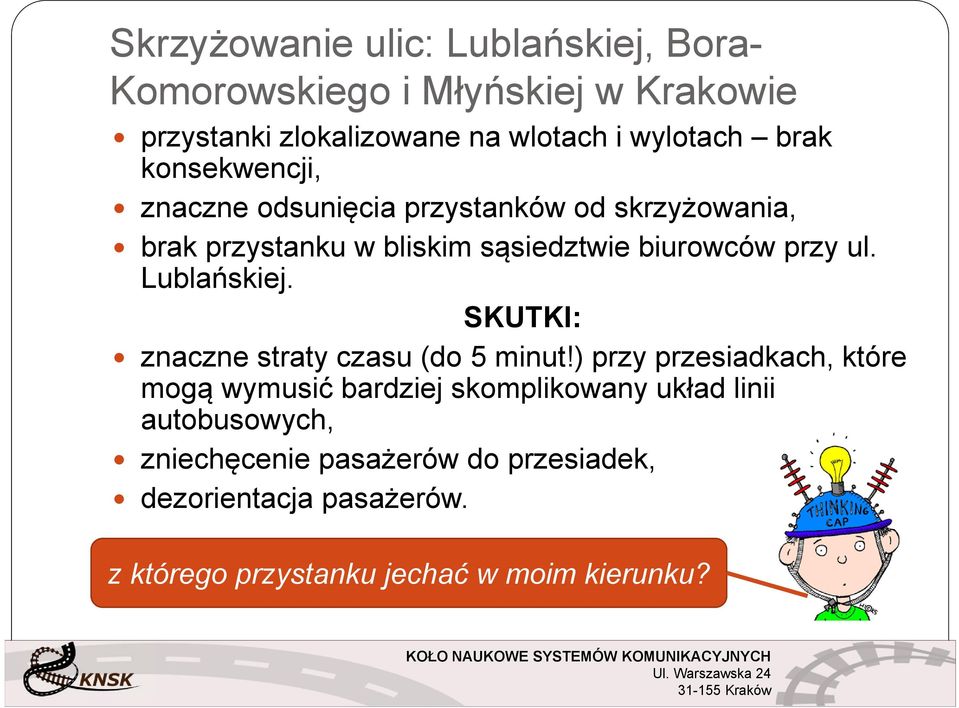 Lublańskiej. SKUTKI: znaczne straty czasu (do 5 minut!