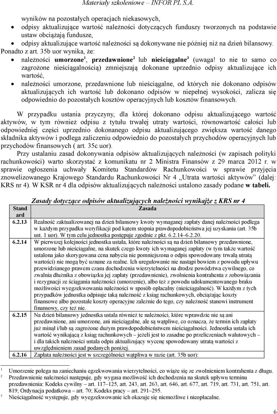 to nie to samo co zagrożone nieściągalnością) zmniejszają dokonane uprzednio odpisy aktualizujące ich wartość, należności umorzone, przedawnione lub nieściągalne, od których nie dokonano odpisów