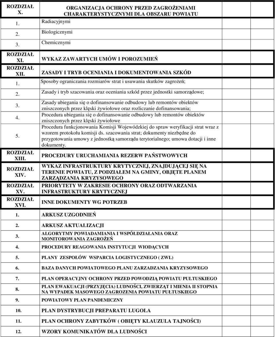 Sposoby ograniczania rozmiarów strat i usuwania skutków zagroŝeń; Zasady i tryb szacowania oraz oceniania szkód przez jednostki samorządowe; Zasady ubiegania się o dofinansowanie odbudowy lub