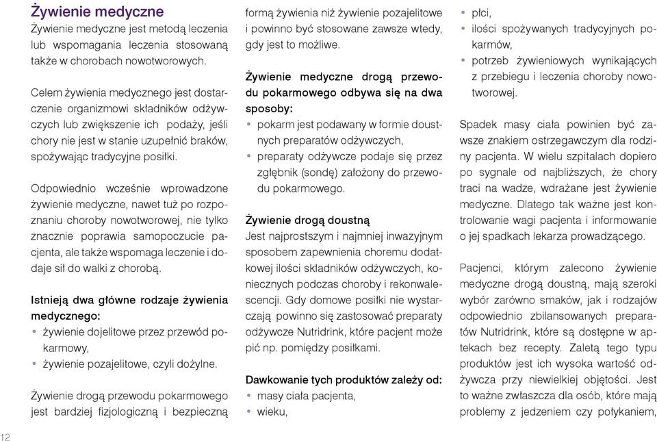 Odpowiednio wcześnie wprowadzone żywienie medyczne, nawet tuż po rozpoznaniu choroby nowotworowej, nie tylko znacznie poprawia samopoczucie pacjenta, ale także wspomaga leczenie i dodaje sił do walki