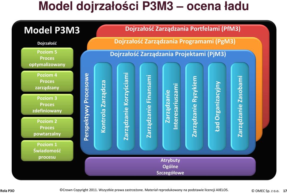 Świadomość procesu Perspektywy Procesowe Kontrola Zarządcza Zarządzanie Korzyściami Zarządzanie Finansami Zarządzanie Interesariuszami Atrybuty Ogólne