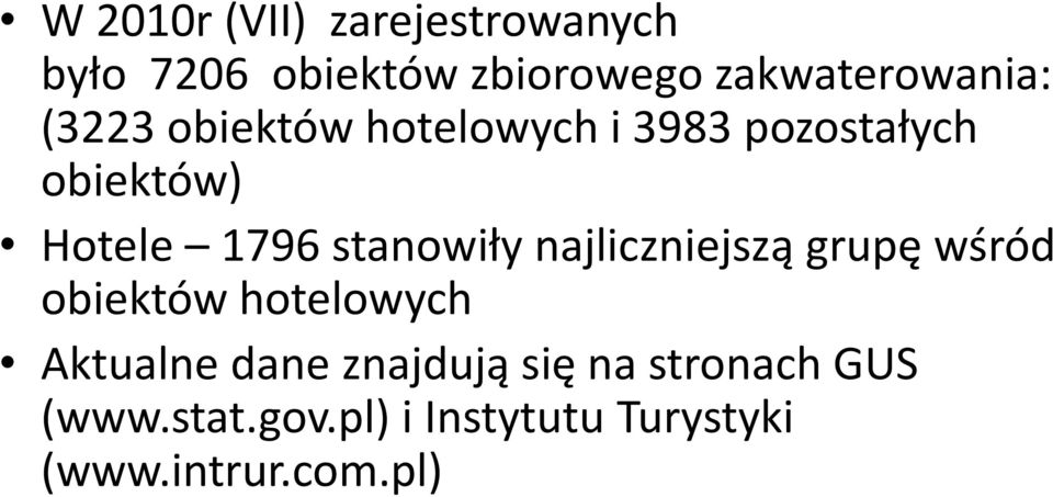 Hotele 1796 stanowiły najliczniejszą grupę wśród obiektów hotelowych