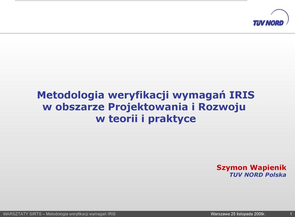 Wapienik TUV NORD Polska WARSZTATY SIRTS