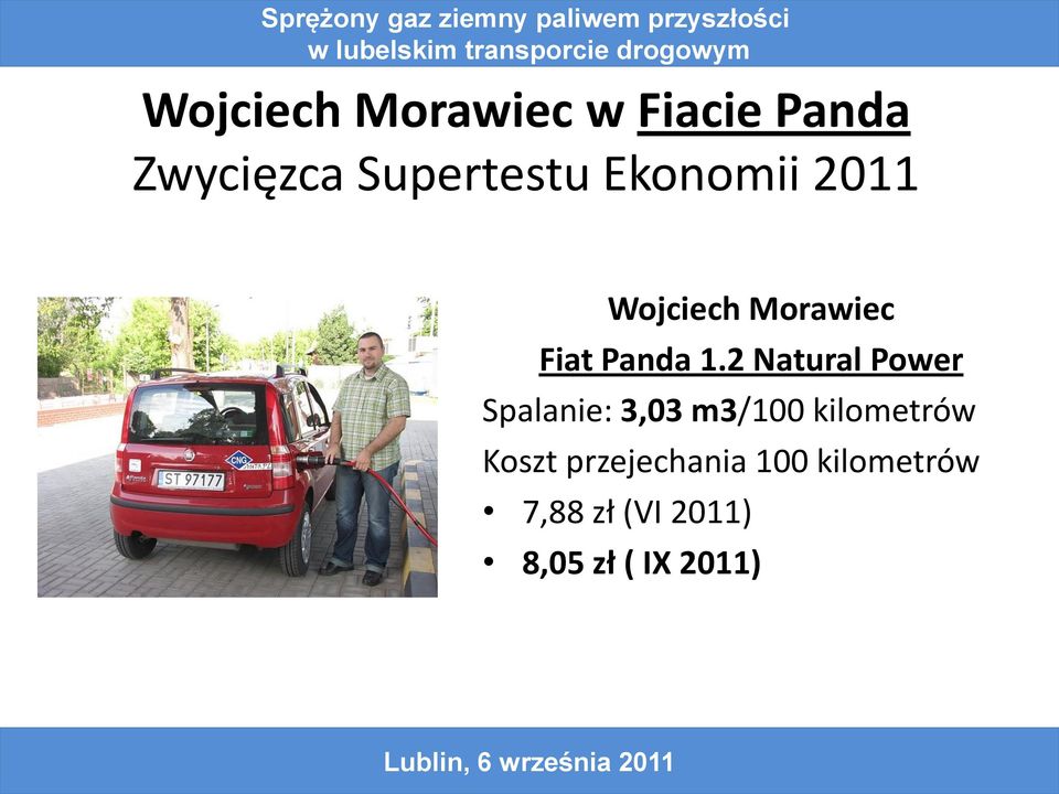 2 Natural Power Spalanie: 3,03 m3/100 kilometrów Koszt