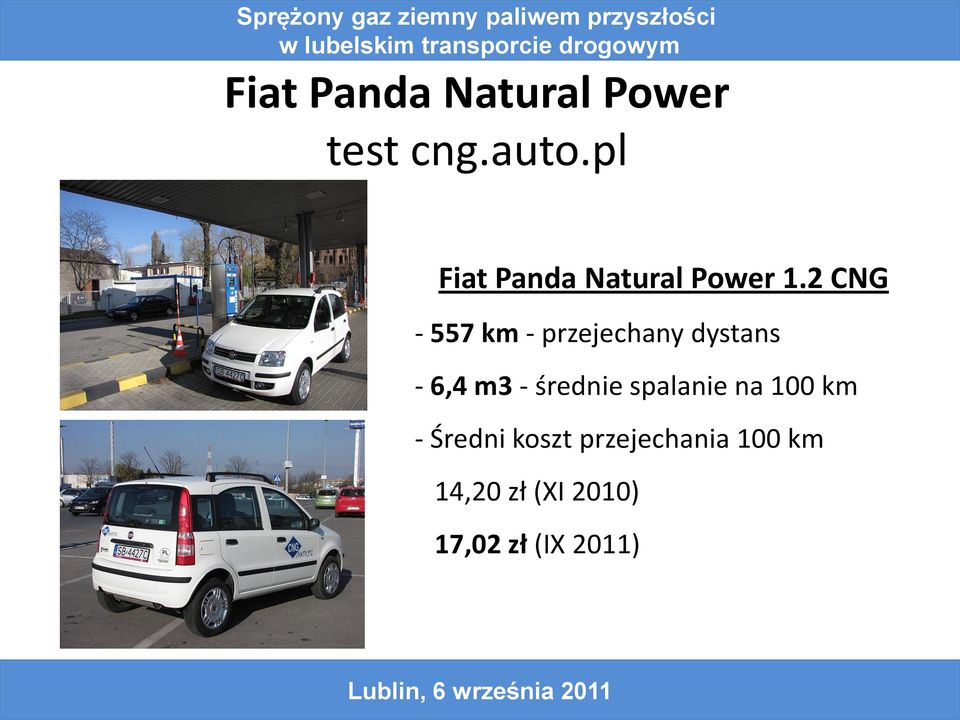 2 CNG - 557 km - przejechany dystans - 6,4 m3 -