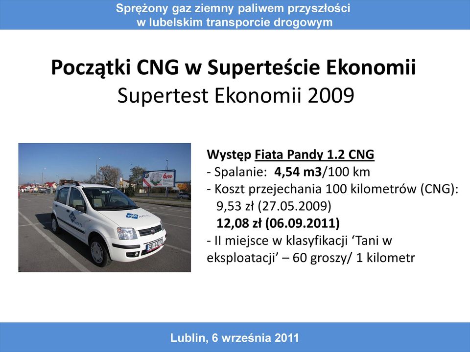 2 CNG - Spalanie: 4,54 m3/100 km - Koszt przejechania 100