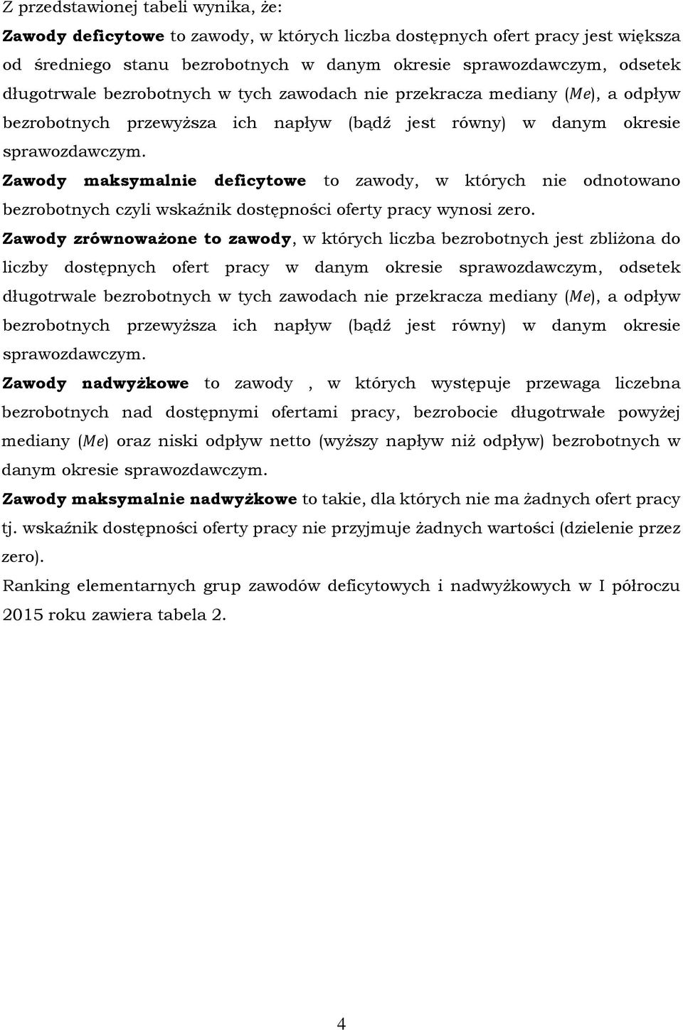 Zawody maksymalnie deficytowe to zawody, w których nie odnotowano bezrobotnych czyli wskaźnik dostępności oferty pracy wynosi zero.