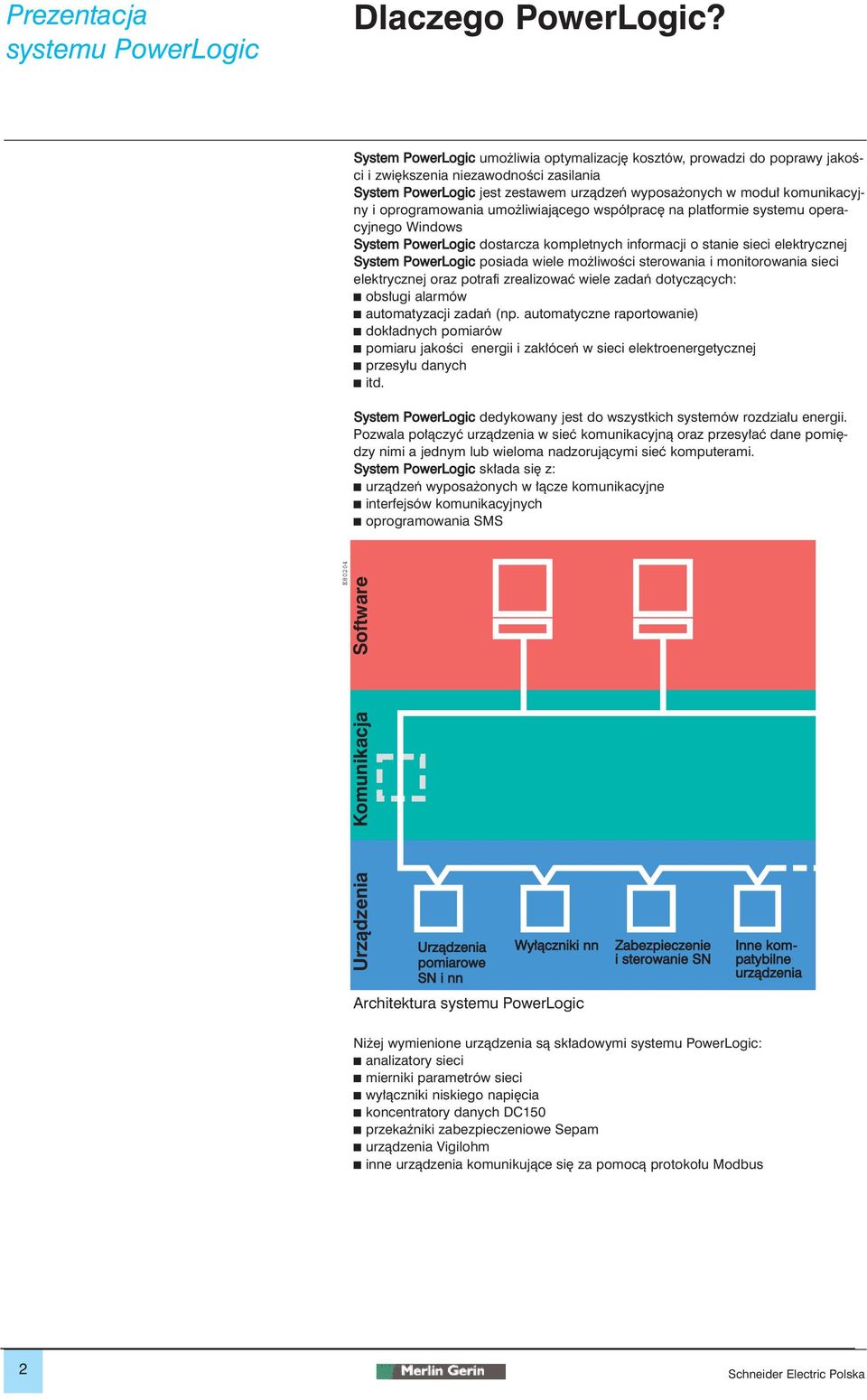 oprogramowania umo liwiajàcego wspó prac na platformie systemu operacyjnego Windows System PowerLogic dostarcza kompletnych informacji o stanie sieci elektrycznej System PowerLogic posiada wiele mo