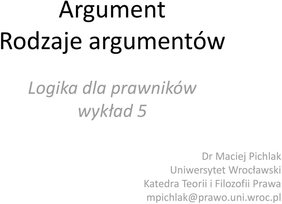 Uniwersytet Wrocławski Katedra Teorii i