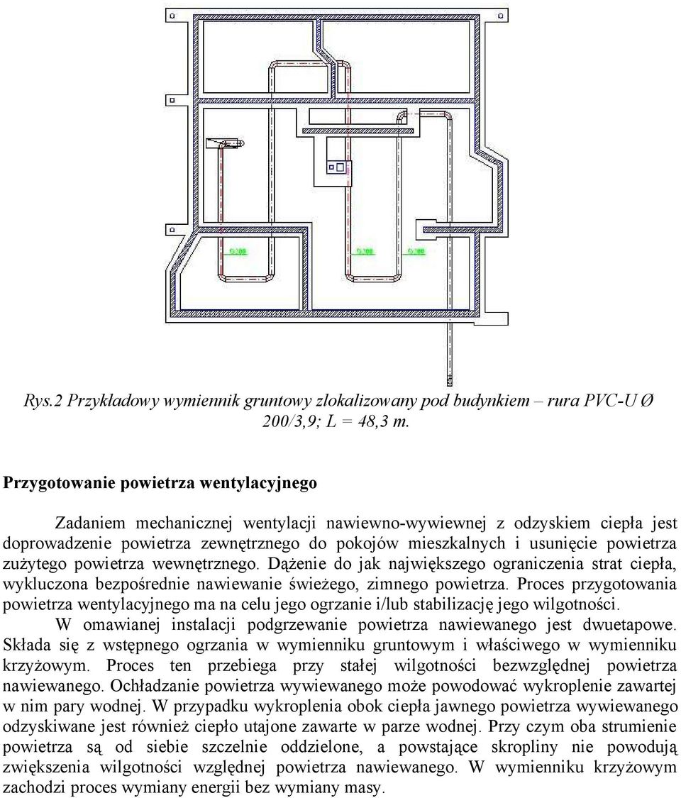 zużytego powietrza wewnętrznego. Dążenie do jak największego ograniczenia strat ciepła, wykluczona bezpośrednie nawiewanie świeżego, zimnego powietrza.