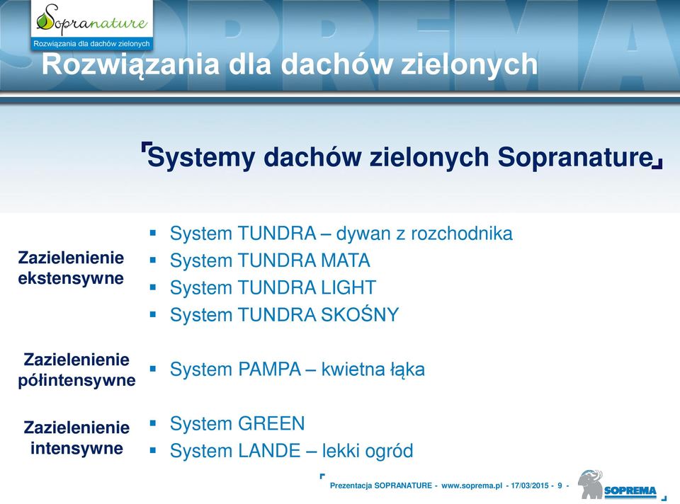 Zazielenienie System PAMPA kwietna łąka półintensywne Zazielenienie intensywne