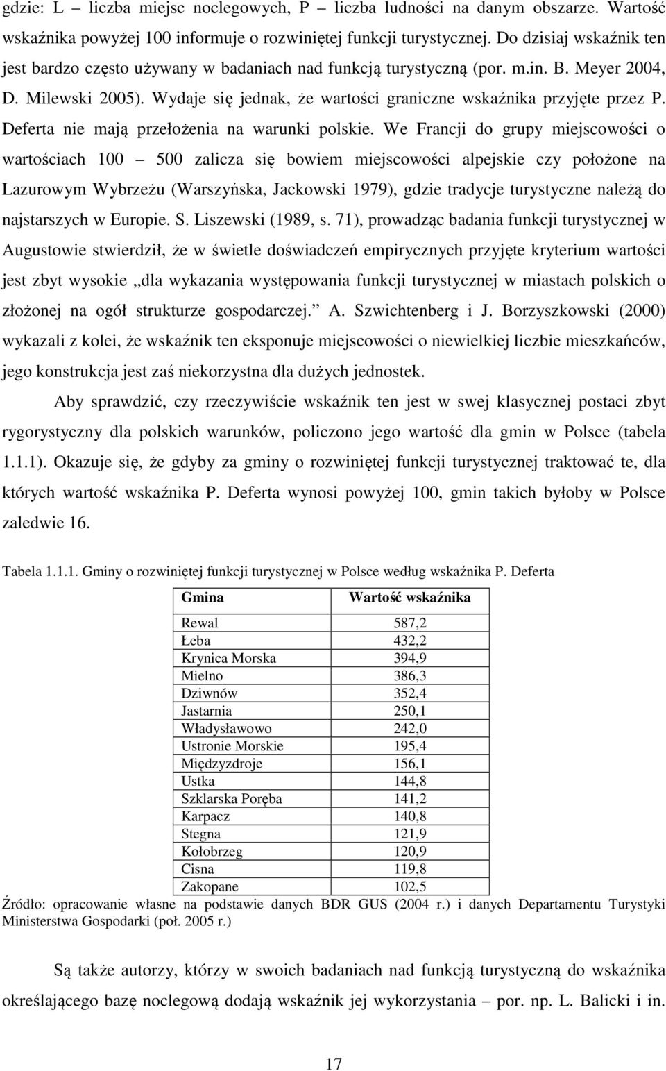 Wydaje się jednak, że wartości graniczne wskaźnika przyjęte przez P. Deferta nie mają przełożenia na warunki polskie.