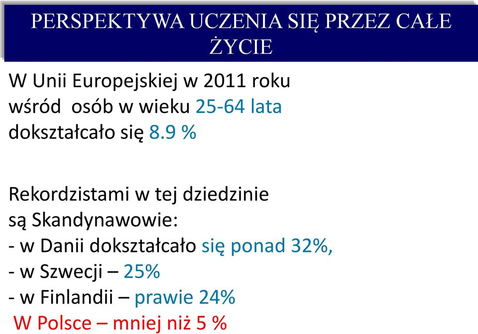 9 % Rekordzistami w tej dziedzinie są Skandynawowie: - w Danii