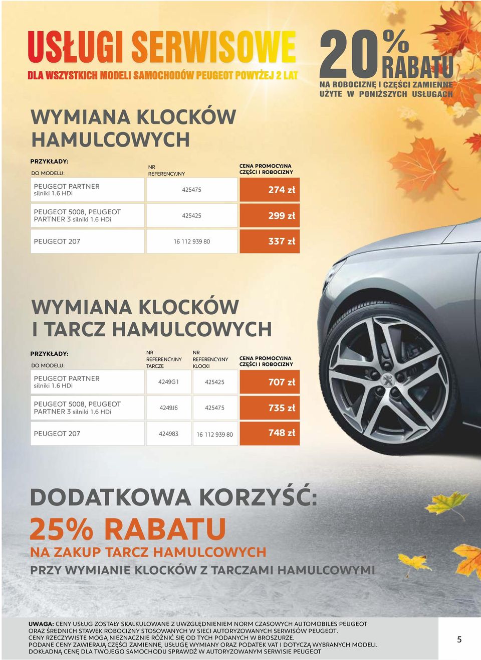 6 HDi PEUGEOT 207 425425 16 112 939 80 299 zł 337 zł WYMIANA KLOCKÓW I TARCZ HAMULCOWYCH TARCZE KLOCKI CZĘŚCI I ROBOCIZNY PEUGEOT PARTNER silniki 1.