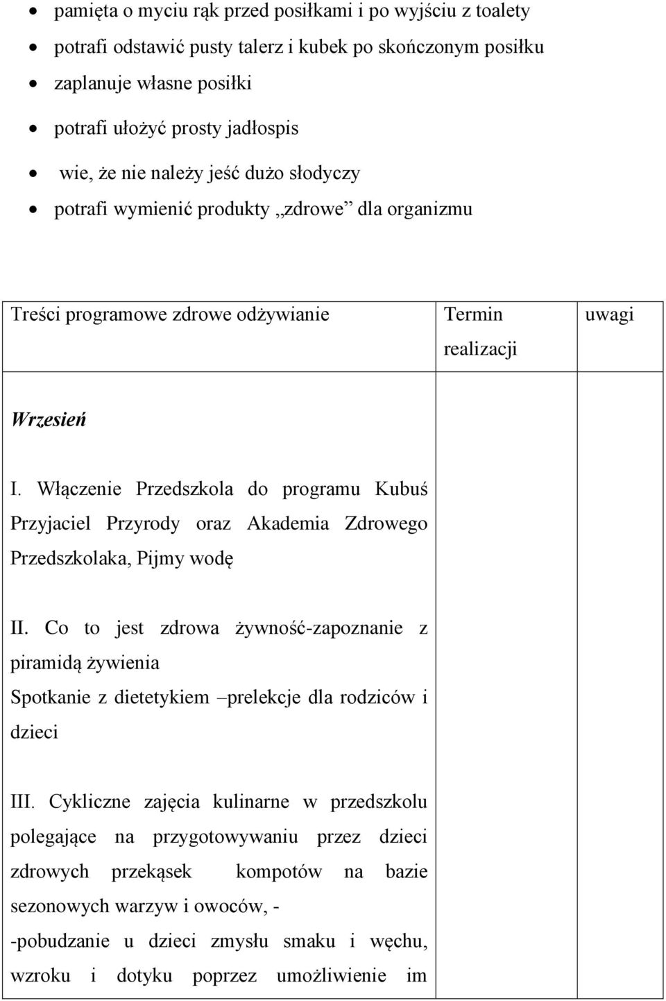 Włączenie Przedszkola do programu Kubuś Przyjaciel Przyrody oraz Akademia Zdrowego Przedszkolaka, Pijmy wodę II.