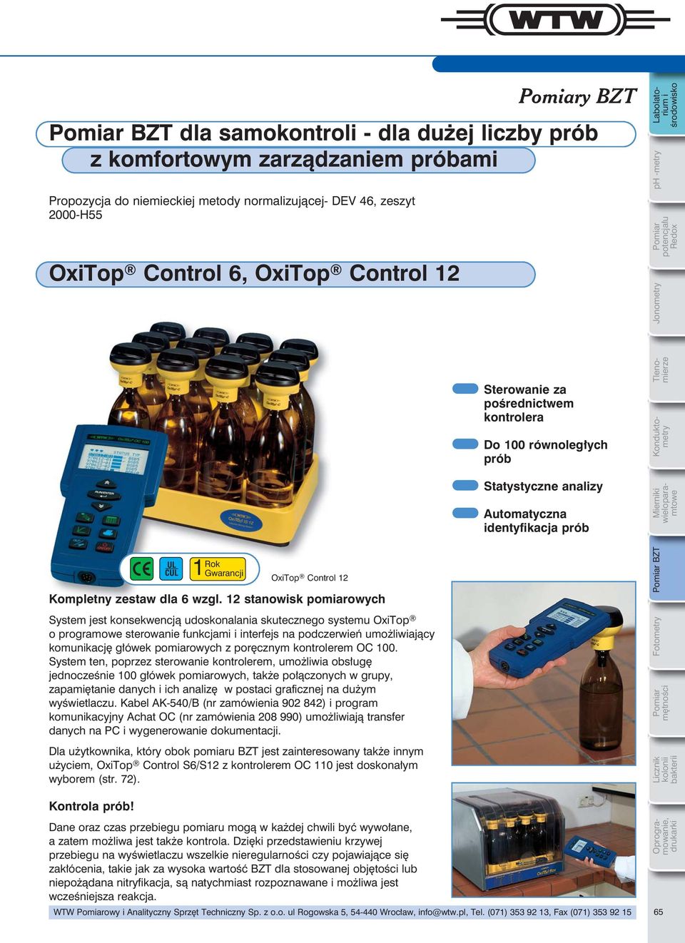 Konduktometry Rok 1 Gwarancji OxiTop Control 12 Kompletny zestaw dla 6 wzgl.