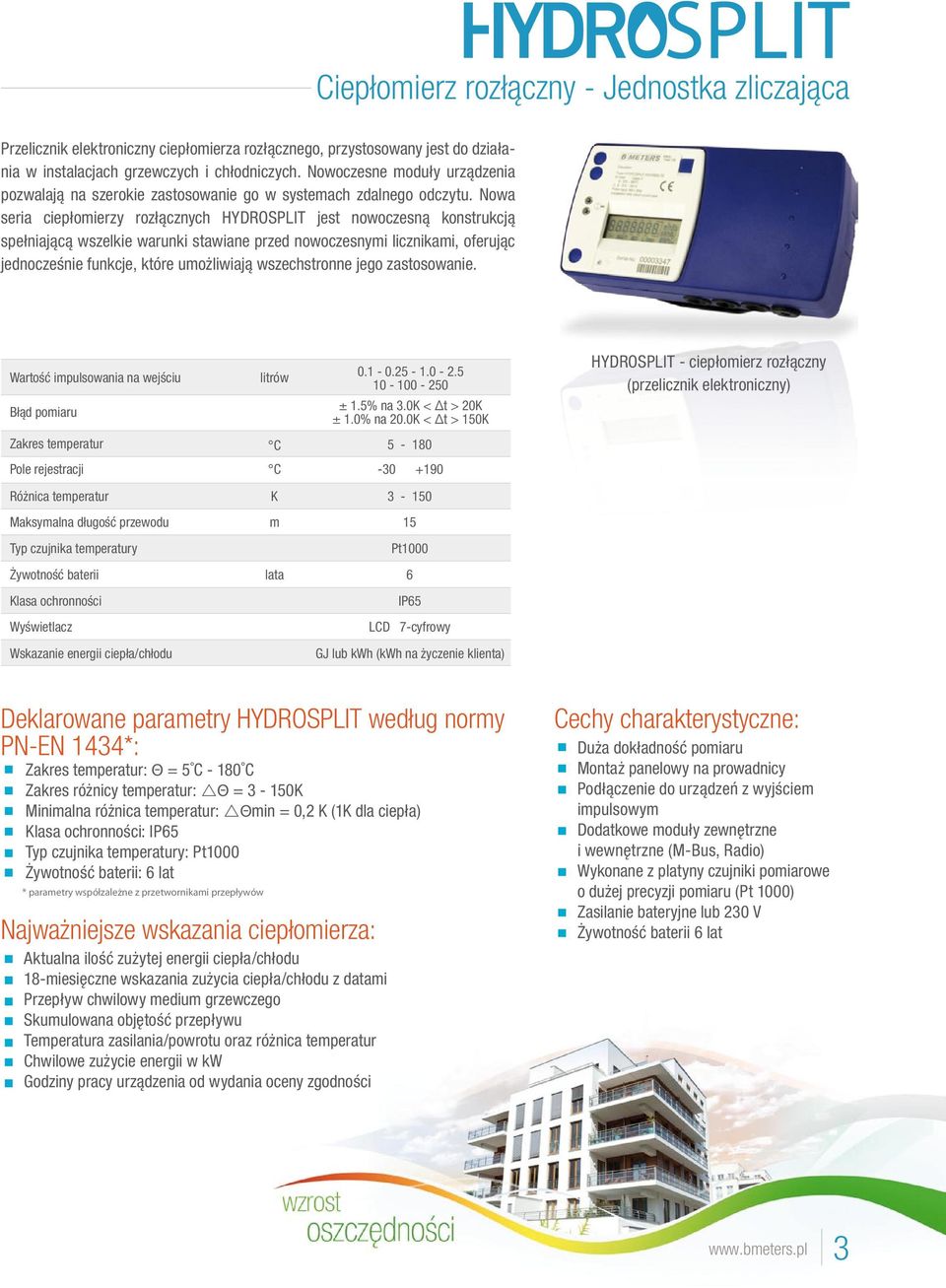 Nowa seria ciepłomierzy rozłącznych HYDROSPLIT jest nowoczesną konstrukcją spełniającą wszelkie warunki stawiane przed nowoczesnymi licznikami, oferując jednocześnie funkcje, które umożliwiają