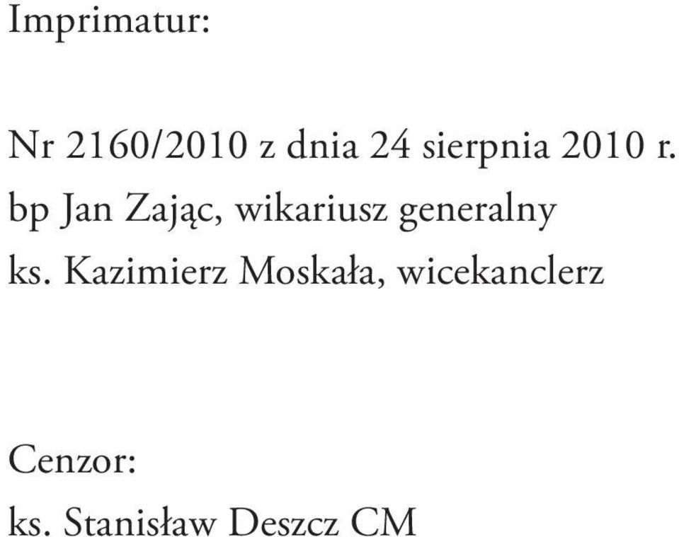 bp Jan Zając, wikariusz generalny ks.