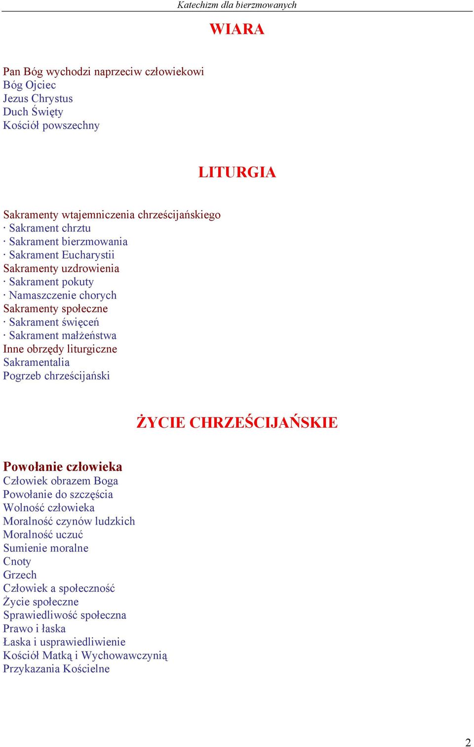 Sakramentalia Pogrzeb chrześcijański ŻYCIE CHRZEŚCIJAŃSKIE Powołanie człowieka Człowiek obrazem Boga Powołanie do szczęścia Wolność człowieka Moralność czynów ludzkich Moralność uczuć