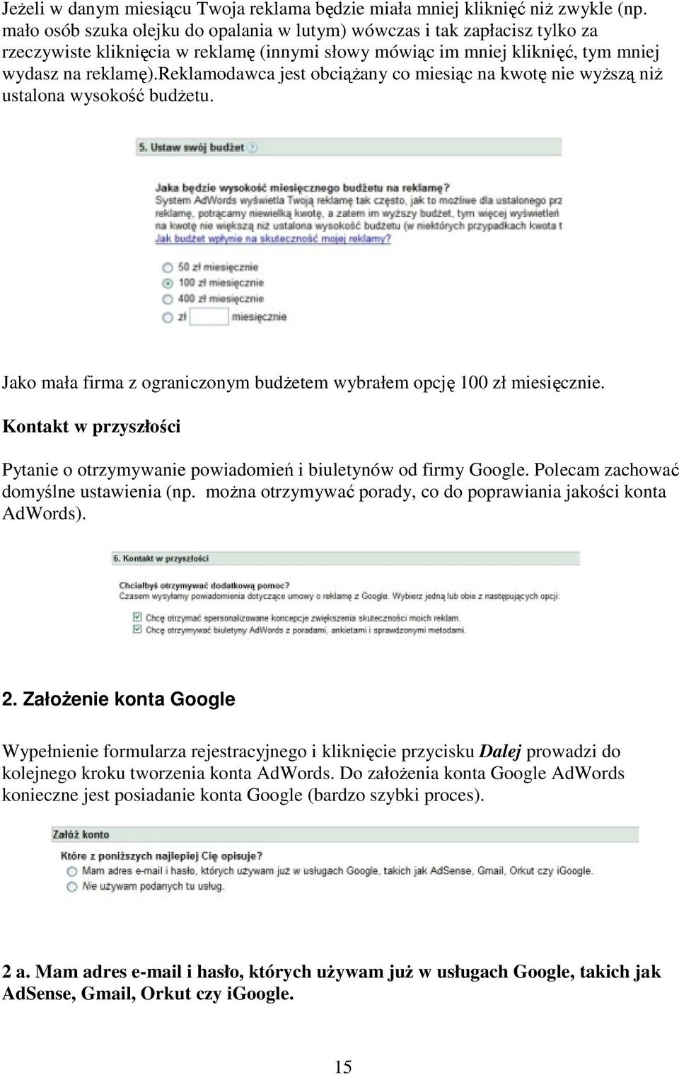 reklamodawca jest obciążany co miesiąc na kwotę nie wyższą niż ustalona wysokość budżetu. Jako mała firma z ograniczonym budżetem wybrałem opcję 100 zł miesięcznie.
