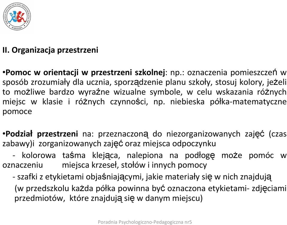 różnych czynności, np.