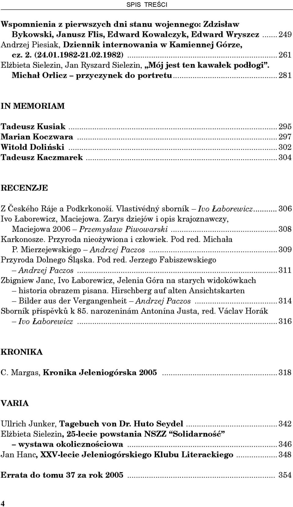 .. 297 Witold Doliński... 302 Tadeusz Kaczmarek... 304 RECENZJE Z Českého Ráje a Podkrkonoší. Vlastivédný sborník Ivo Łaborewicz... 306 Ivo Łaborewicz, Maciejowa.