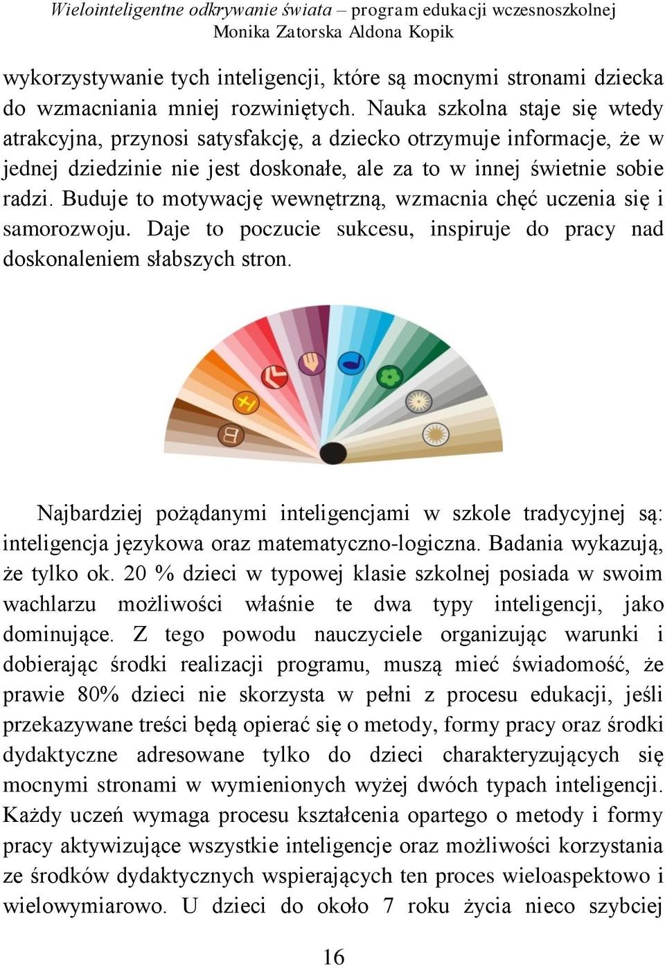 Buduje to motywację wewnętrzną, wzmacnia chęć uczenia się i samorozwoju. Daje to poczucie sukcesu, inspiruje do pracy nad doskonaleniem słabszych stron.