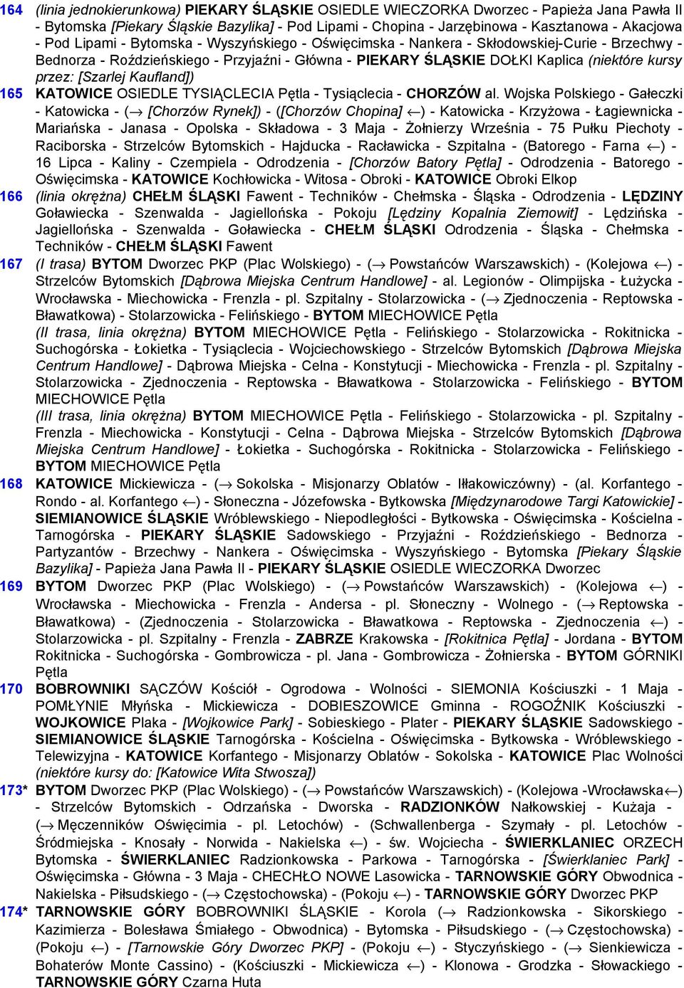 [Szarlej Kaufland]) 165 KATOWICE OSIEDLE TYSIĄCLECIA Pętla - Tysiąclecia - CHORZÓW al.
