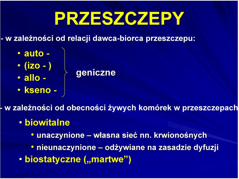 w przeszczepach biowitalne unaczynione własna sieć nn.