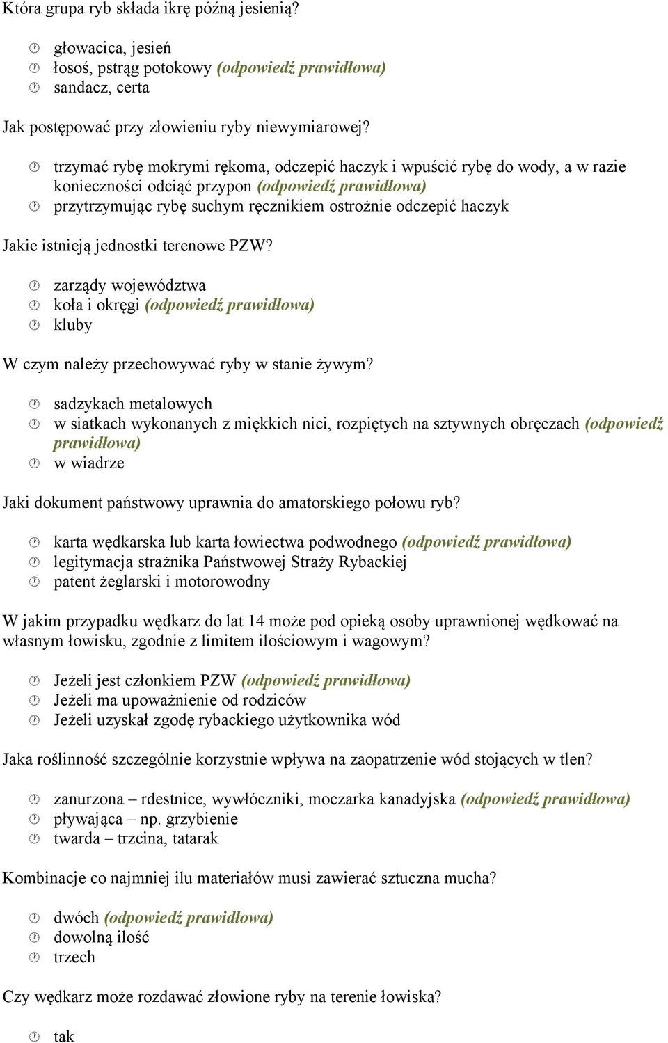 jednostki terenowe PZW? zarządy województwa koła i okręgi (odpowiedź kluby W czym należy przechowywać ryby w stanie żywym?