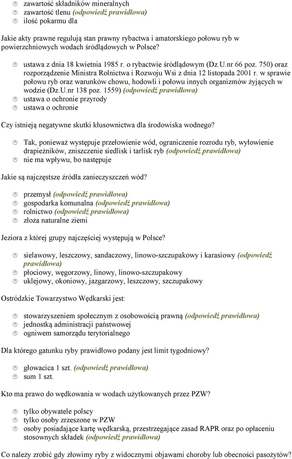 w sprawie połowu ryb oraz warunków chowu, hodowli i połowu innych organizmów żyjących w wodzie (Dz.U.nr 138 poz.