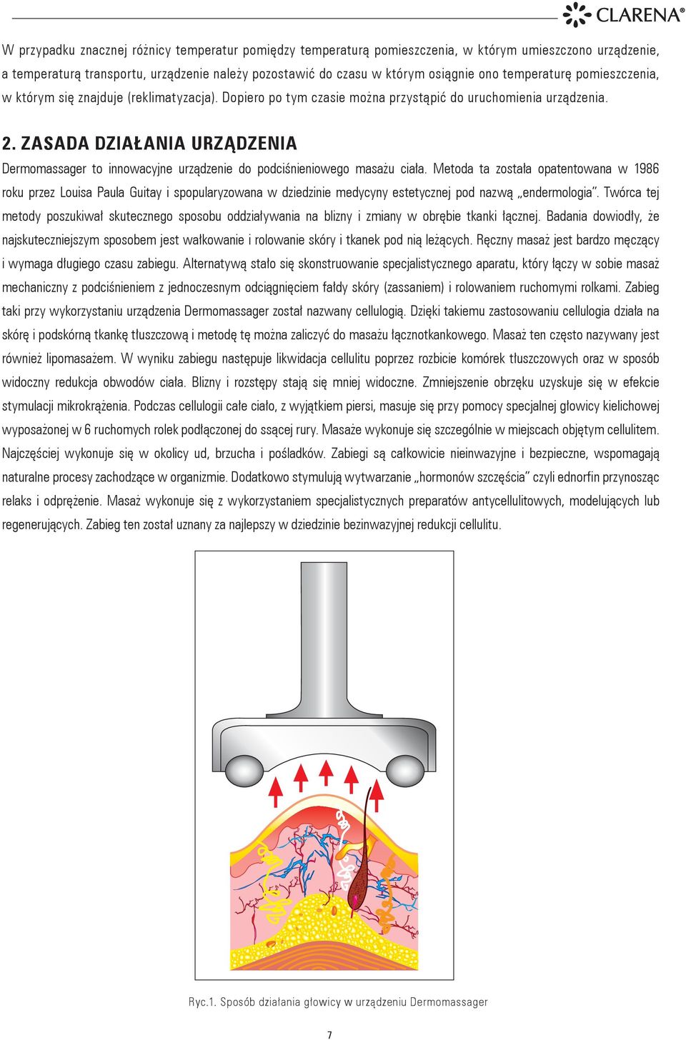ZASADA DZIAŁANIA URZĄDZENIA Dermomassager to innowacyjne urządzenie do podciśnieniowego masażu ciała.